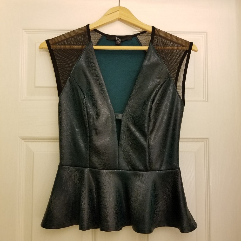 NWOT Guess Snakeprint Peplum Top